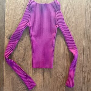Astr Ribbed Long Sleeve Top - Bright Magenta